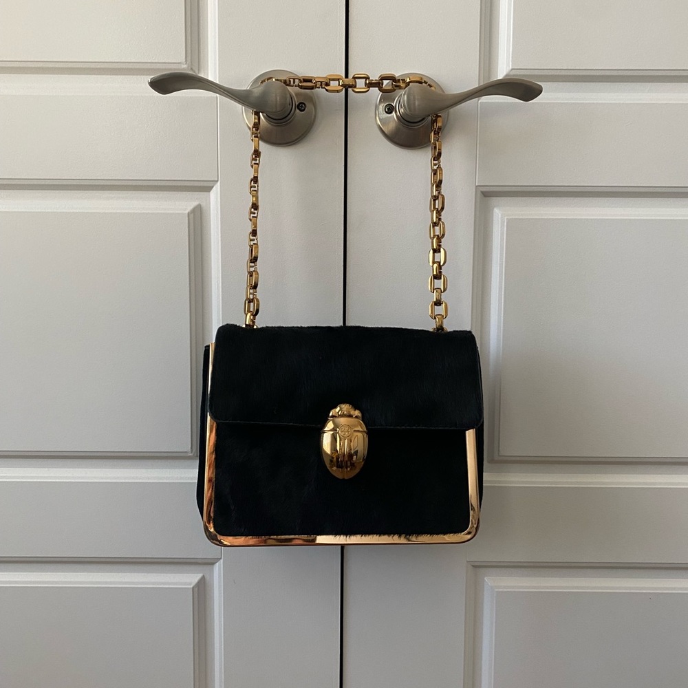 Tory Burch Black and Gold Shoulder Bag
